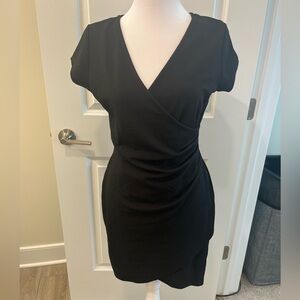 Black Ruched Short Sleeved Dress Size Large